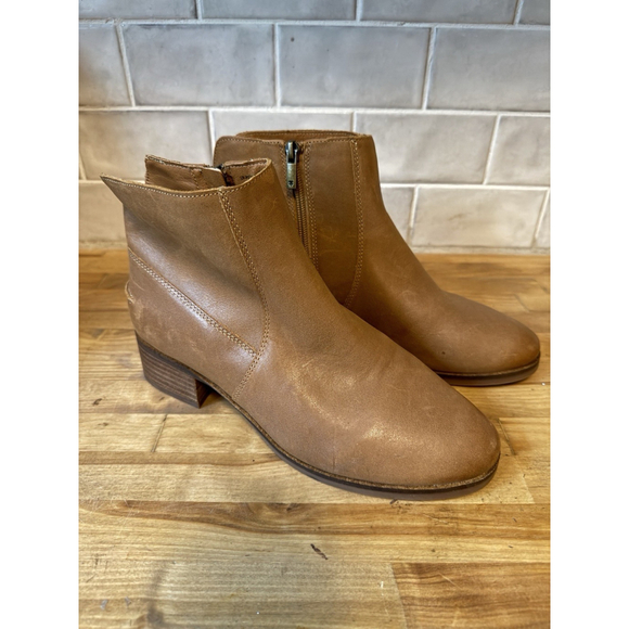 Lucky Brand Pedera Boots Ankle Bootie Brown Leather Size 9W Wide NWOB A42 - Picture 1 of 7